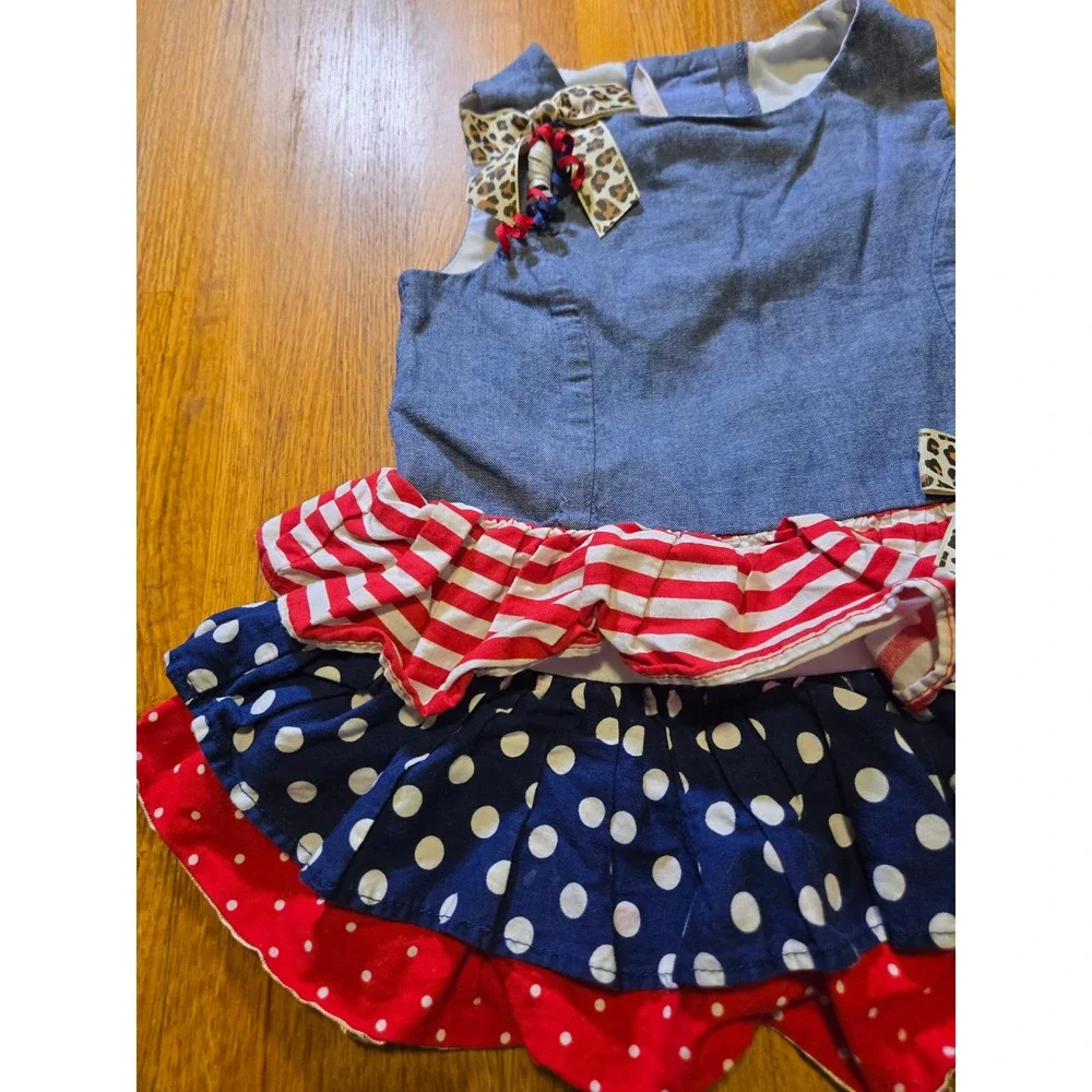 Bonnie Jean Girls 24 Month Red White Blue Patriotic Polka Dot Ruffle Skirt Dress